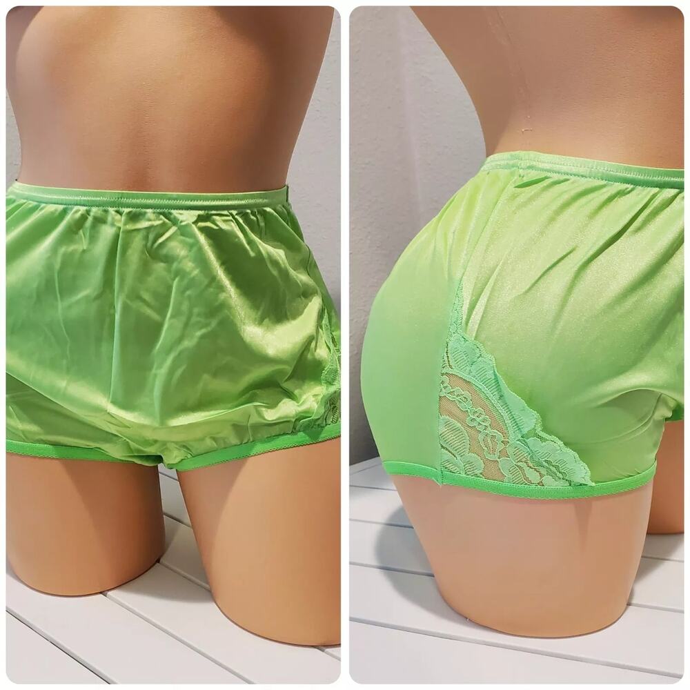 Vanity Fair Lace Nouveau Nylon Full Cut Panty Lace Shiny Lightsaber Green
